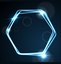 Glow Blue Neon Hexagon Shiny Design