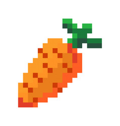 Pixelated Carrot Vegetable With Leaf 8 Bit Icon