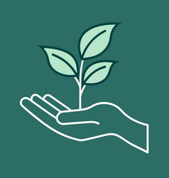 Simple Line Art Of Hand Holding Plant Symbolizing