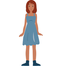 Surprised Girl In A Blue Sundress Flat