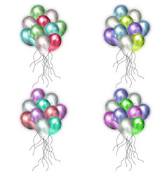 Balloons 3d Bunch Set Thread Isolated White