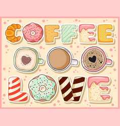 Coffee Love Cute Funny Postcard With Cups