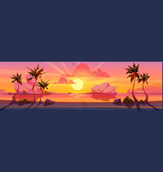 Tropical Sunset Coastal Road Cartoon