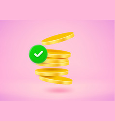 Checkmark And Gold Coins 3d