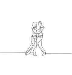 Continuous One Line Drawing Happy People Dancing