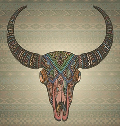 Decorative Indian Bull Scull In Tribal Style