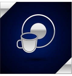 Silver Washing Dishes Icon Isolated On Dark Blue