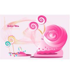 Big Pink Snail Among Sweets