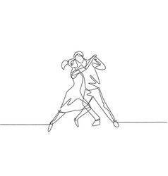 Continuous One Line Drawing People Dancing Salsa