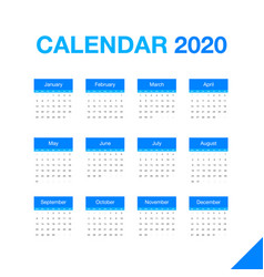 Simple 2020 year calendar royalty free vector image