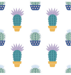 Cute Cacti In Boho Style Cactus Seamless Pattern