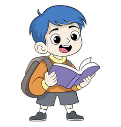 Male Elementary School Student Carrying A Book To