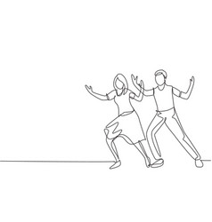 Single Continuous Line Drawing People Dancing