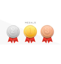 Gold Silver Bronze Medals Set Metal Realistic