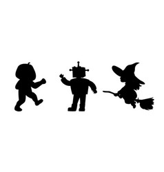 Halloween Kids Isolated Silhouettes