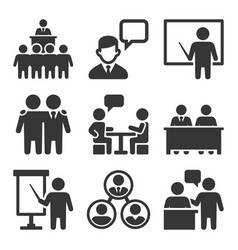 Business presentation line icons editable stroke Vector Image
