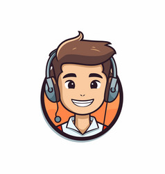 Call Center Operator Cartoon Character In A Flat