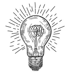 Hand-drawn Retro Light Bulb Sketch Vintage-style