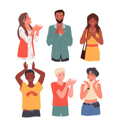 Set Of Happy Positive People Clapping Hands