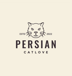 Cat Persian Face Hipster Logo Design