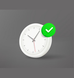 White Clock With Green Checkmark 3d Icon