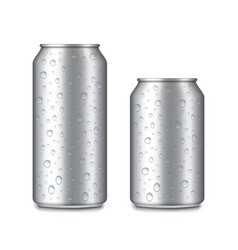 Aluminium Cans With Water Drops Mockup Package