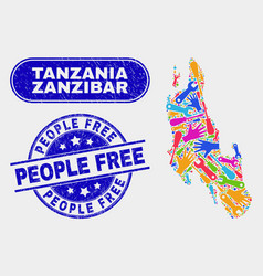 Assemble Zanzibar Island Map And Distress People