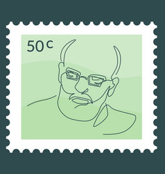 Portrait Of Man In Glasses Line Art Postmark