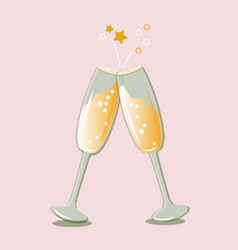 Two Sparkling Glasses Of Champagne