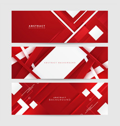 Abstract Red And White Grey Tech Geometric Banner