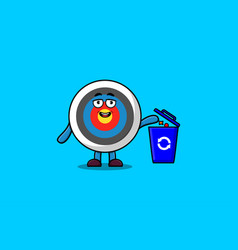 Cartoon Archery Target Throwing Trash In The Trash