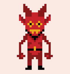 Pixel Devil Or Demon Icon 8 Bit Evil Character