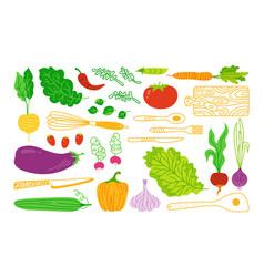 Vegetables Cartoon Drawing Set Hand Drawn Healthy