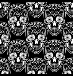 Black seamless pattern skull Royalty Free Vector Image