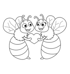 Bee My Valentine Isolated Coloring Page For Kids