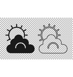 Black Sun And Cloud Weather Icon Isolated