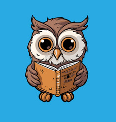 Owl Reading A Book Cute Cartoon Character