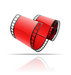 Red Glossy Film Reel Icon With Shadow