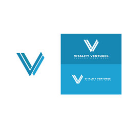 Abstract Initial Letter V Or Vv Logo In Blue Color