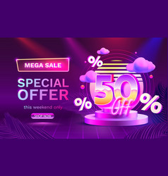 Mega Sale Special Offer Neon Retro Way 50 Off