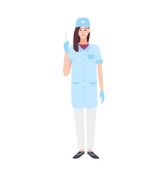 Smiling Female Doctor Or Nurse Wearing Scrubs