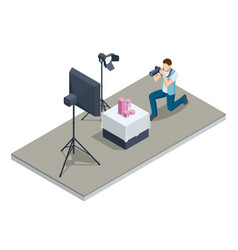 Isometric Young Man Using A Professional Camera