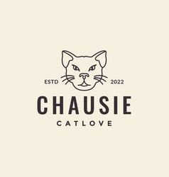 Chausie Cat Hipster Logo Design