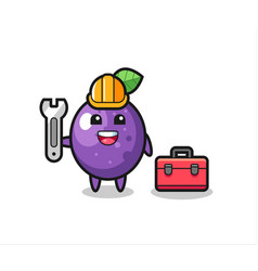 Mascot Cartoon Passion Fruit As A Mechanic