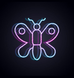 Glowing Neon Line Butterfly Icon Isolated On Black