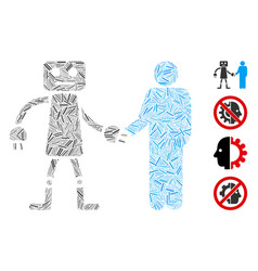 Linear Robot Human Handshake Icon Mosaic