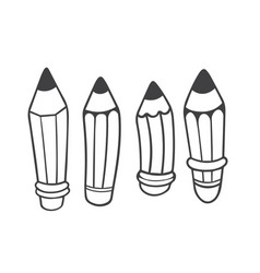 Pencil Wooden Set With Hand Drawn Sketch