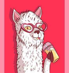 White Llama With Heart Shaped Sunglasses