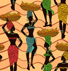 African Seamless Pattern Of Street Vendors