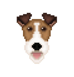 Fox Terrier Dog Head In Pixel Art Style